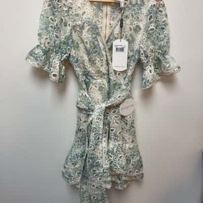 Pilgrim Womens  Size 10 Mini Dress Blue / Cream / Green 