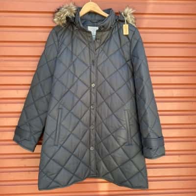 Giordano Womens Size XXL Black Long Quilted Jacket 