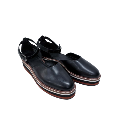 ELK Black Leather Platform Sandals Size 41  