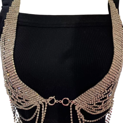  Womens Rhinestone Net Halter