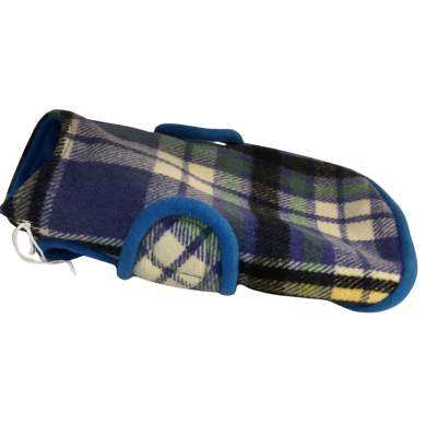 Handmade Blue Check Dog Coat Size X Small X Length
