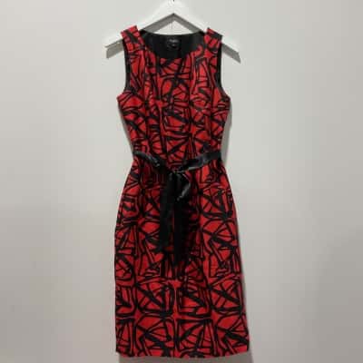Hobbs Womens Dress Size 12 Black  / Pattern / Red 
