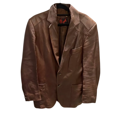  Vintage John Palermo Mens  Size M Leather Jacket Brown 