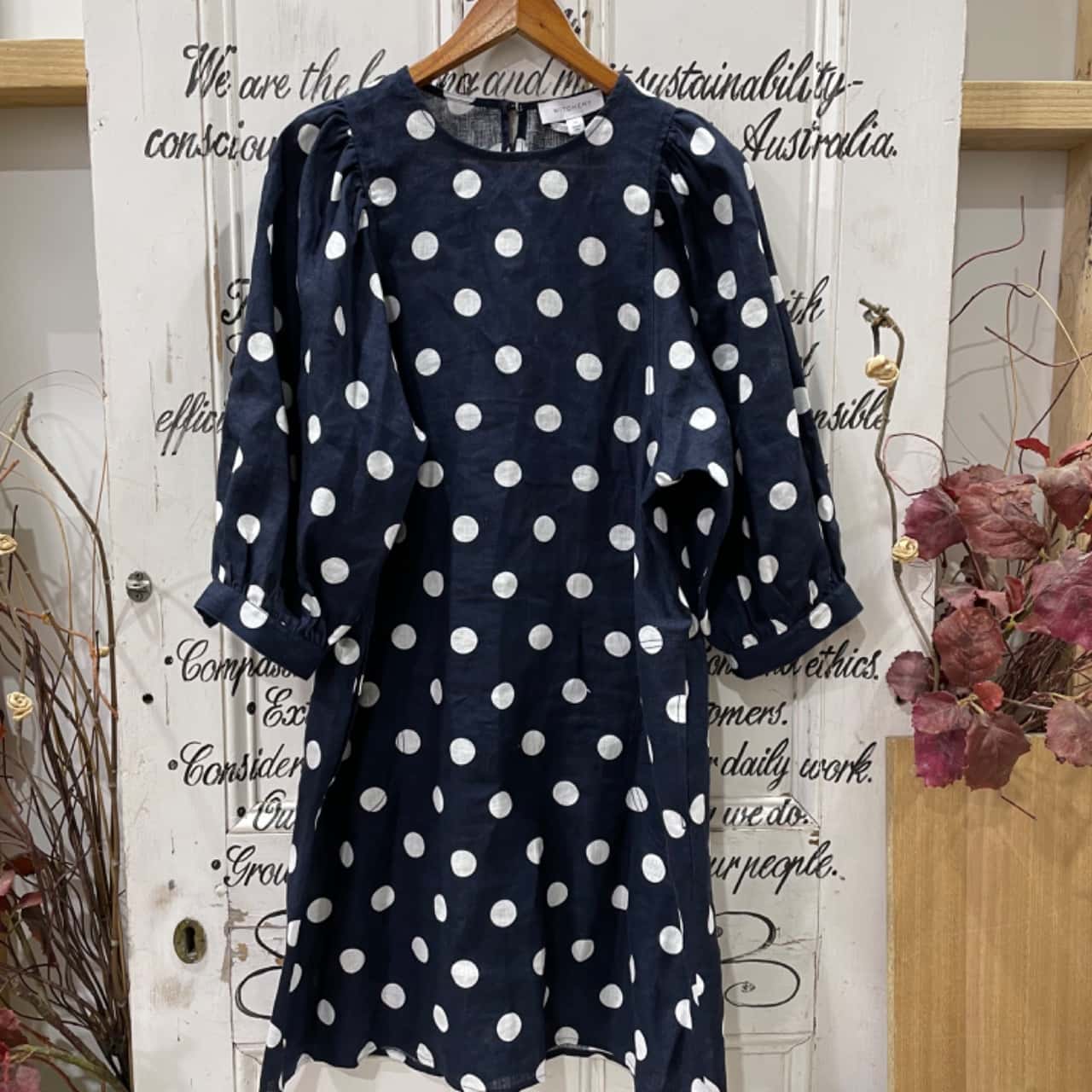 witchery linen spot dress WITCHERY Spot Print Midi Linen Dress