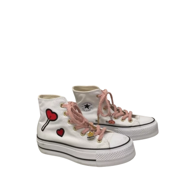Womens Converse Size 5 Custom Platform Sneakers Pink  / White 