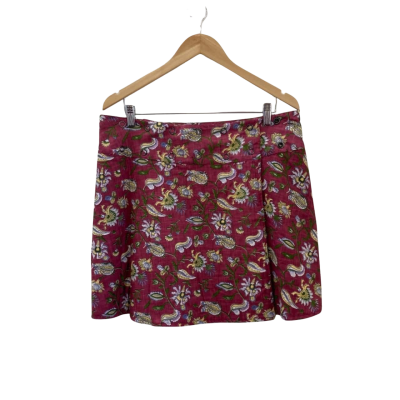Boom Shankar Womens  Size One Size Mini Wrap Skirt Floral / Maroon / Multicoloured 