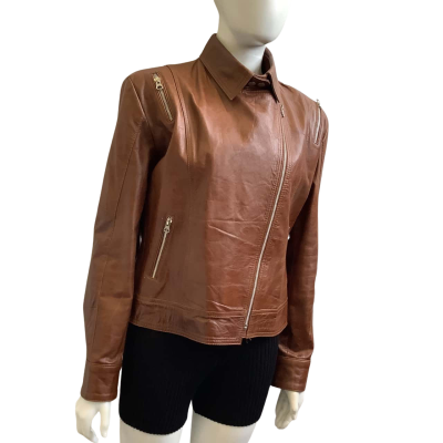 Leather Shop Womens  AUS Size 12 Biker Leather Jacket Brown