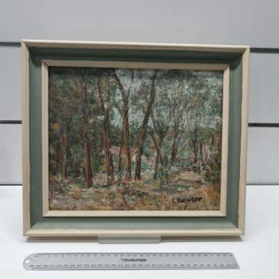 Signed Vintage Framed Oil Painting Forest Landscape Artwork L Yakovlev Impasto