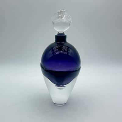 Michael Hook Purple Bubble Art Glass Perfume Bottle Signed