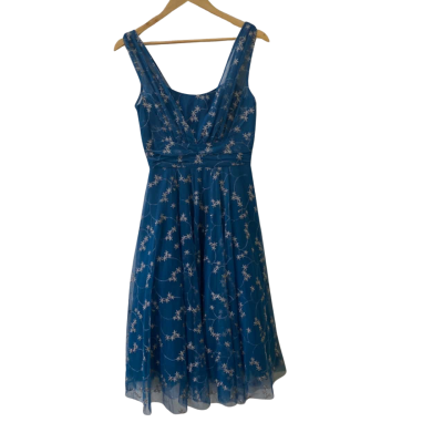 Review Womens  Size 6 Party Dress Silver / Teal 