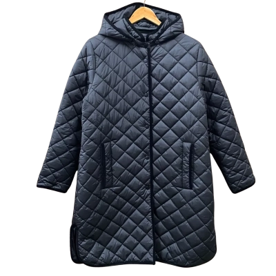 The Ark Dark Grey/Black Hooded Puffer Coat Size S