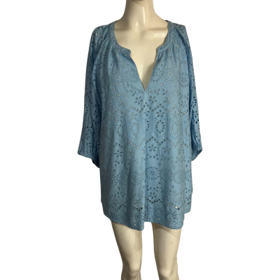 Adrift Womens  Size XL 3/4 Sleeve Top Blue 