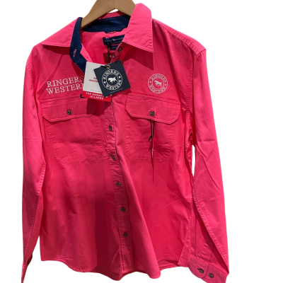  Ringers Western Womens  Size 12 Long Sleeve Shirt Pink  