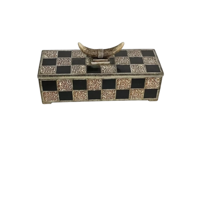  Hand Painted Metal Box with Horns 