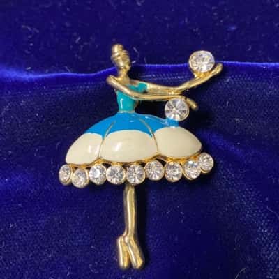 Enamel & Diamante Ballerina Brooch 