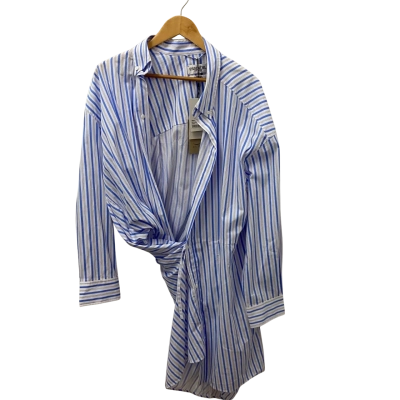 Husk Womens  Size 36 Shirt Dress Blue / Pinstriped / White 
