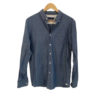  Article No.1 Mens  Size M Long Sleeve Shirt Blue / White 