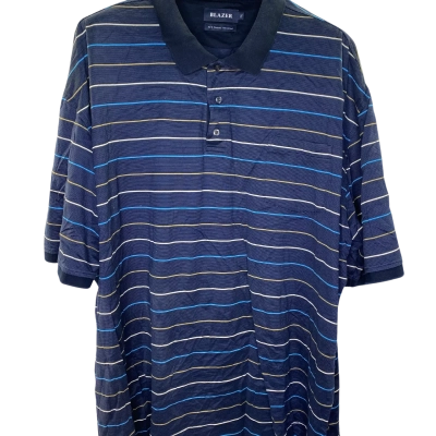Blazer Mens  Size XXXXXXXL Short Sleeve Shirt Navy Blue / Striped 
