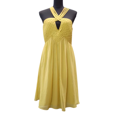 Rochelle Humes Women's Size 12 Yellow Halter Neck Mini Dress