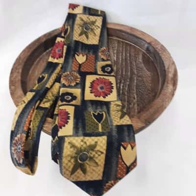 Vintage Byblas Multicoloured  Jacquard style pure  silk tie