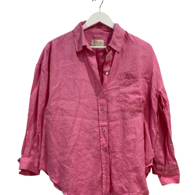Naturals by O & J Womens  linen Size S Blouse Pink  