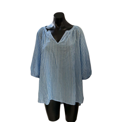 Rivers Womens  Size 20 3/4 Sleeve Top Blue / Pinstriped / White 