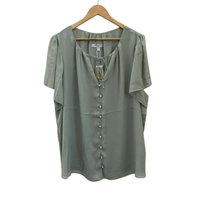 Forever New Curve Womens  Size 20 Button Up Top Green 