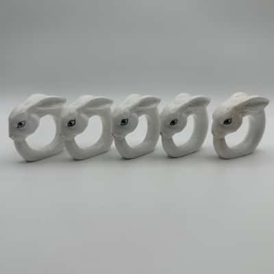 5x Ceramic Bunny Napkin Rings 