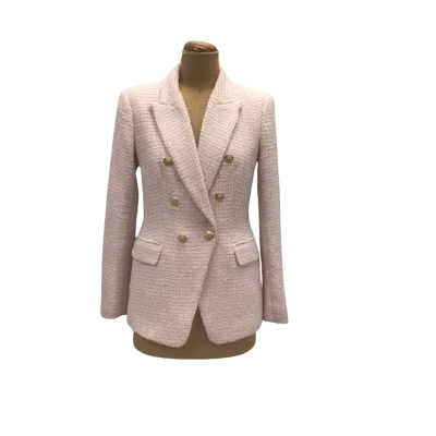 Sophie Moran Double Breasted Bouclé Blazer Size S Rose