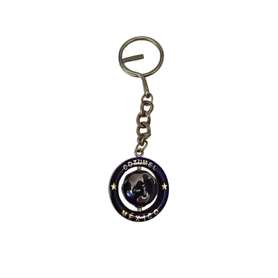Vintage Rotating World Souvenier Keychain Cozumel Mexico