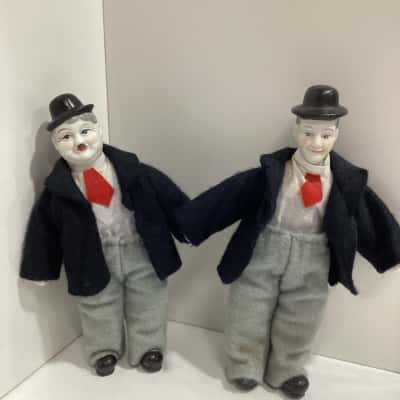 Laurel and Hardy porcelain/plush dolls