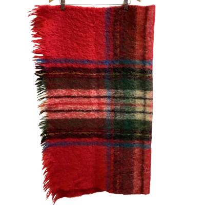 `Vintage’ Glen Cree 100%Mohair Plaid Throw Red Mix