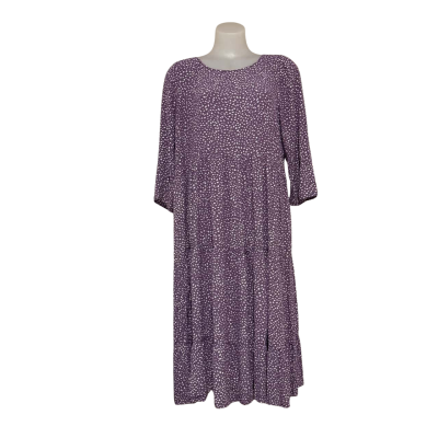 Mister Zimi   Gathered Dress  Size 16 Purple and White