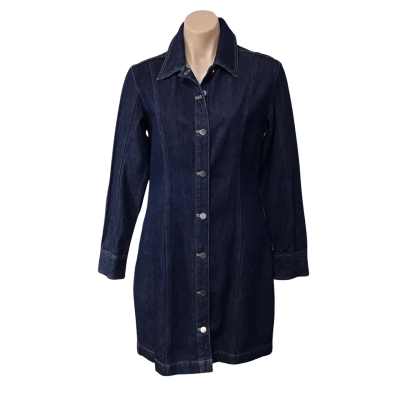 Country Road Womens Size 10 Dark Blue Denim Long Sleeve Shirt Dress