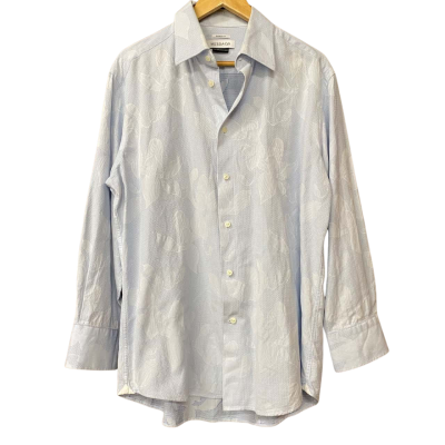 Versace-Collection Mens Size 42 Blue Orchid Print Business Shirt  