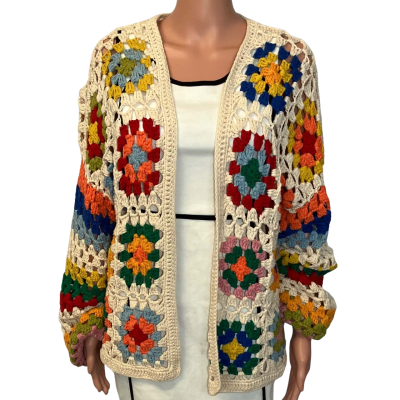 Ghanda Womens  Size One Size crochet open jacket  Multicoloured 
