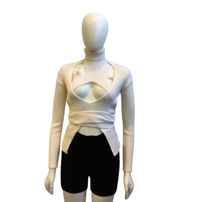 Dion Lee Womens  Size XS Ribbed Turtleneck Top Cream