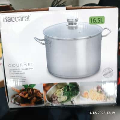PreOwned Baccarat 6.5L Gourmet Stainless Steel Stockpot with Glass Lid 