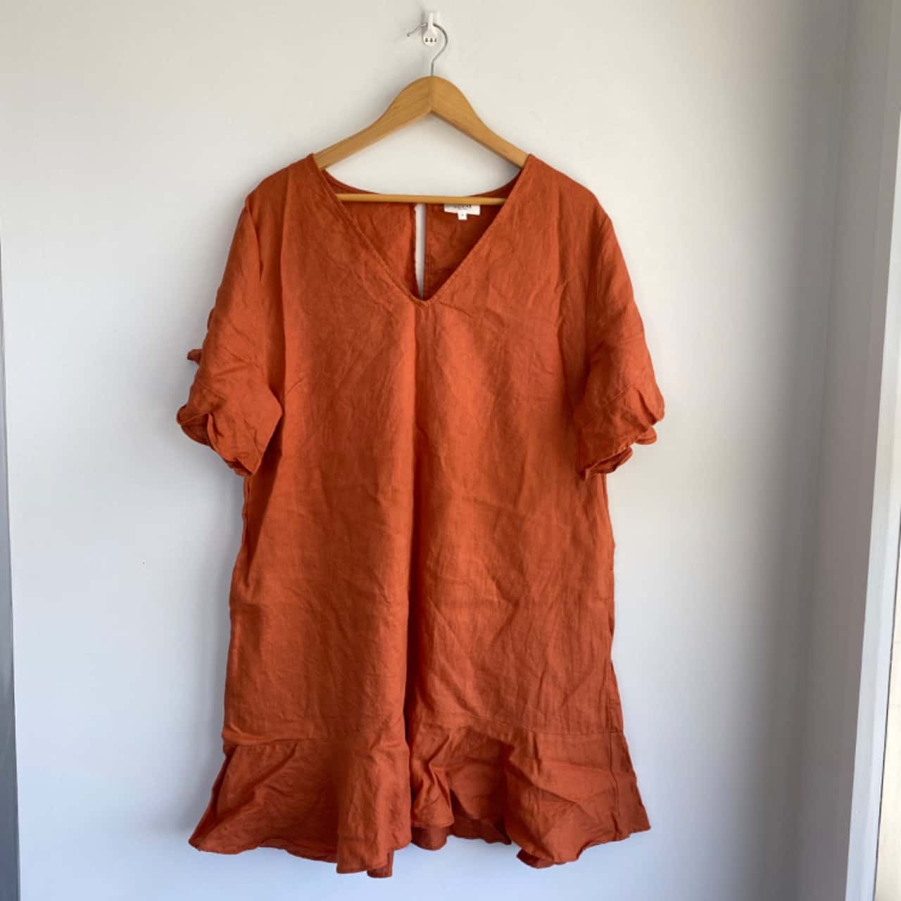 womens mini linen dress Everlane Mini Shift Dress, Stretch Linen, Bone, Size 2 main image 1