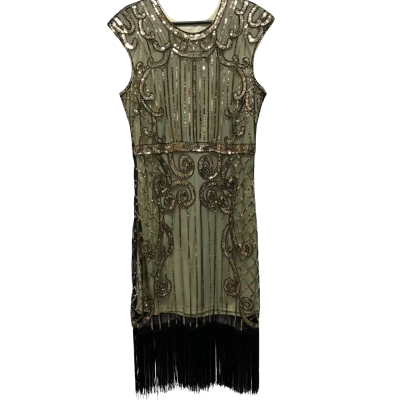 Vijiv  Women's  Size 14 Cocktail Dress / Midi Dress / Party Dress / Sleeveless Dress  Black  / Gold / Yellow