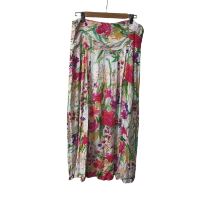 Tree of Life Womens Size L White / Multicoloured Floral Midi Skirt 