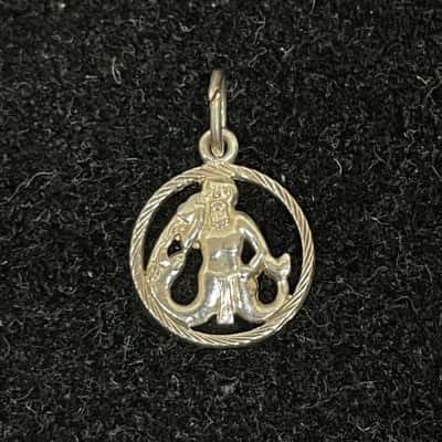  Sterling Silver 925 Aquarius Water Bearer Zodiac Charm Pendant