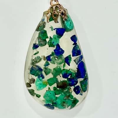 Vintage Teardrop Pendant Gemstone Chips 