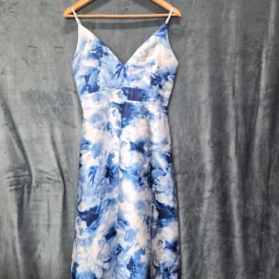 Mossman Womens  Size 12 Bridesmaid Dress / Cocktail Dress Blue / Pattern 
