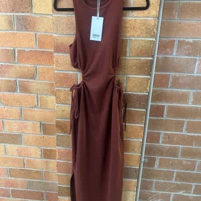Perfect Stranger Womens  Size 8 Rust Cinch Side Maxi Dress 
