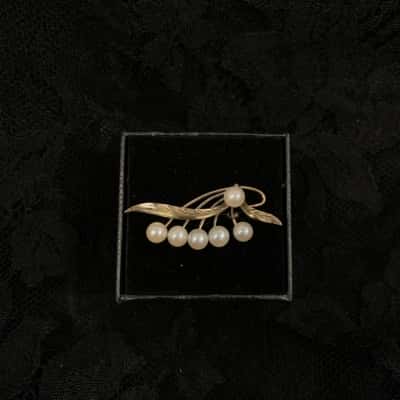 Womens Brooch Gold / Pearl 