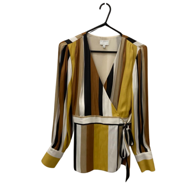 Witchery Womens  Size 10 Long Sleeve Wrap Top Multicoloured 