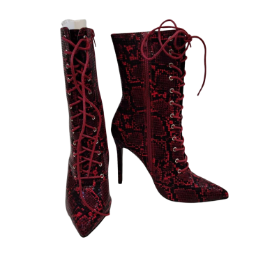 FashionNova Women's  Size 10 Animal print / Red Boots