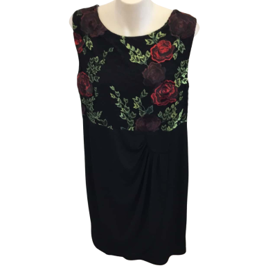 Philosophy  Size 16 Rita J Black Dress With Floral Lace - BNWT - RRP$210