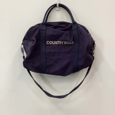 Country Road Cotton Zip Canvas Tote Blue